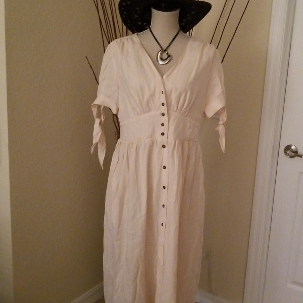 Linen button down dress